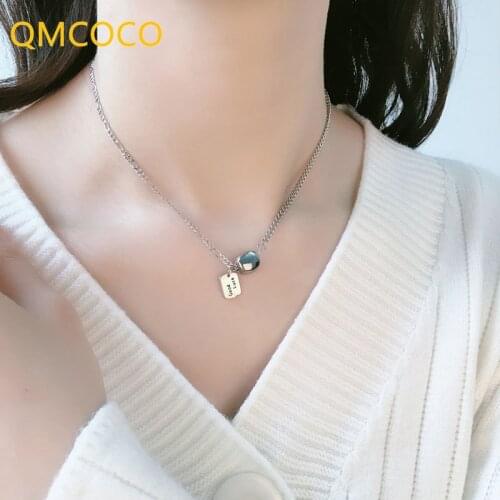Vintage Simple Creativity Design Good Lucky Letter And Round Shape Spliced Women Necklace Fashion 925 Silver Necklace