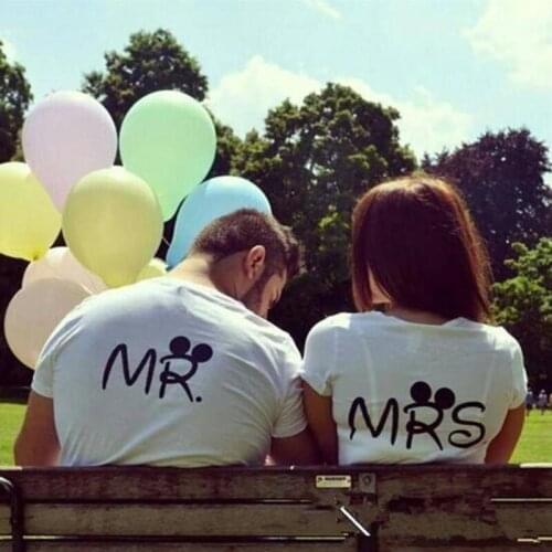 Valentine Shirts Women Tshirts Mr Mrs T Shirt Cotton Short Sleeve T Shirts For Couples Men Women Cute Basic Tee Shirts Love Tops