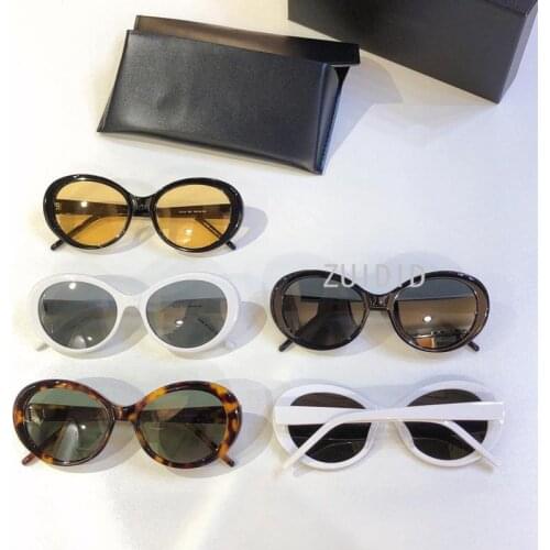 Oval Frame Yellow Lens Acetate Cat Eye Sunglasses Sl419 Women Steampunk Unusual Round Shapes Women 2021 Summer Luxury Brand