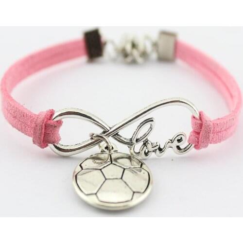 Infinity Love Soccer Football Charm Bracelet Suede Leather Adjustable Bracelets Women Girl Minimalist Best Friends Gift Jewelry