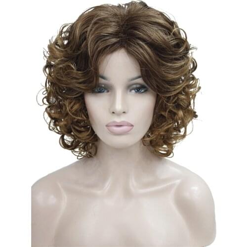 StrongBeauty Womens Wigs Natural Ash Blonde/Browm Medium Curly Hair Synthetic Full Wig
