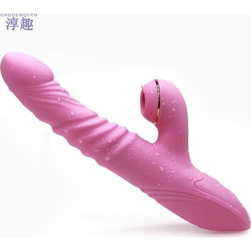 2 In 1 Sucking Vibator 7Frequency Vibration Waterproof Clitoris Stimulator G Spot Masturbator Vibrators for Women Sex Toys