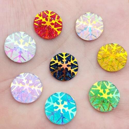 60pcs 14mm AB Resin Snowflake Round Flatback Rhinestone crystal gem stone Wedding Accessories -HA79*3