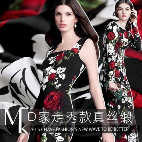 Telas por metros african tissu minky ankara fabric for dress au metre 19mm pure silk stretch satin sicily flower fabric tessuti