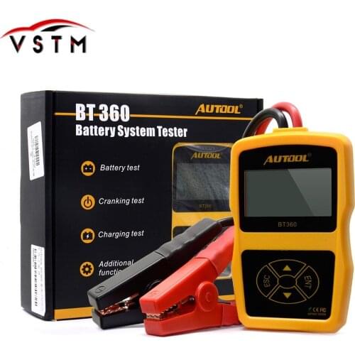 AUTOOL BT360 12V Digital Car Battery Tester for Flooded GEL BT-360 12 Volt Automotive Battery Analyzer CCA Multi-language
