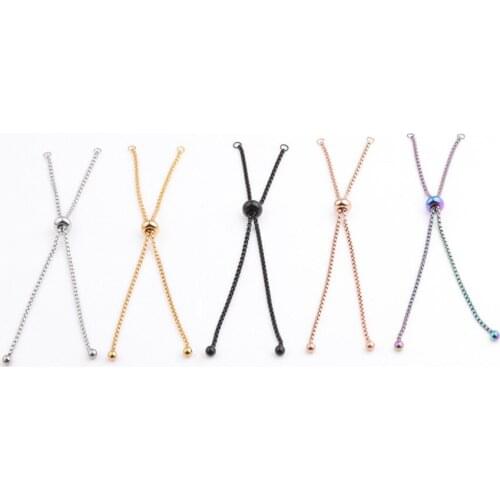 1 Piece 316L Stainless Steel 1.8mm Box Chain Bracelet 11.5cm Length Bolo Adjustable Bangle for DIY Handmade Jewelry Making Craft