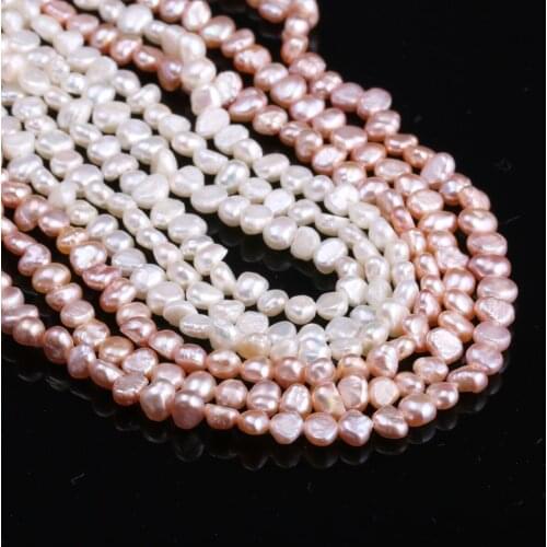 Natural Freshwater Pearl Two Sided Light White Pink Pearls Beads For Jewelry Making Bracelet Necklace Women Gift Size 3-4mm
