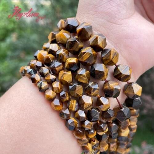 6/8/10/12mm Natural Tigers Eye Yellow Faceted Square Stone Beads For DIY Necklace Bracelet Jewelry Making 15" Free Shipping