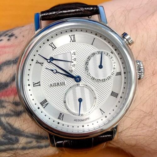 Mens Mechanical Watch Vintage St1780 Hand Wind Wristwatch Men Stainless Steel Sapphire Crystal Energy Storage Display Clock New