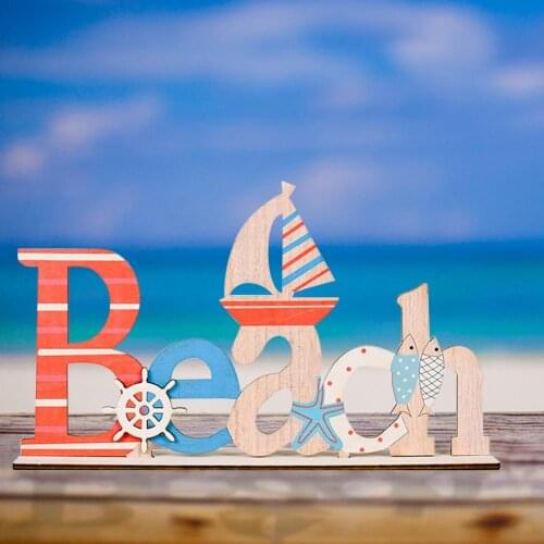 Wooden Letter Shape Ornaments Mediterranean Style Decoration Figurine Desktop Decoration Mediterranean Style For Home Decor