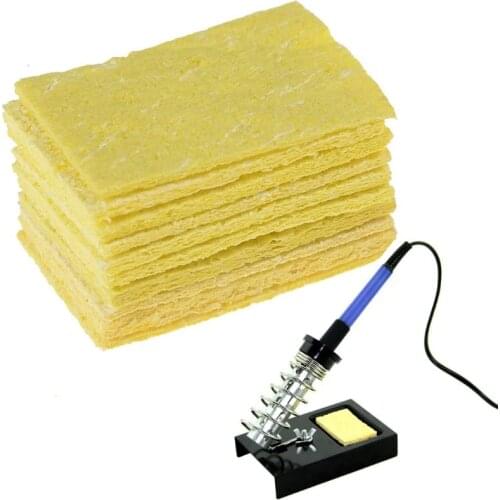 10Pcs Electric Soldering Iron Sponge High Temperature Resistant Electric Iron Tip Cleaning Sponge Yellow Welding Solder Tools