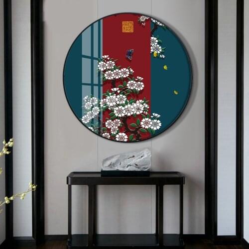 HD Prints Red Branch Bird Canvas Painting Home Decor Nature Round Poster Wall Art Modular Pictures No Framework For Living Room