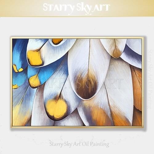 Skilled Artist Hand-painted Fashion Wall Art Modern Feathers Oil Painting on Canvas Fashion Wall Fine Art Feather Oil Painting