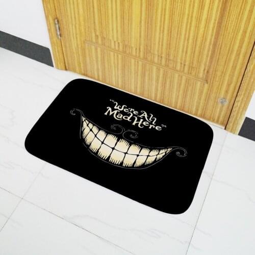 Creative Mat We' Re All Mad Here Printed Floor Mat Home Super Soft Absorbent Bathroom Rugs for Entrance Black English Doormat
