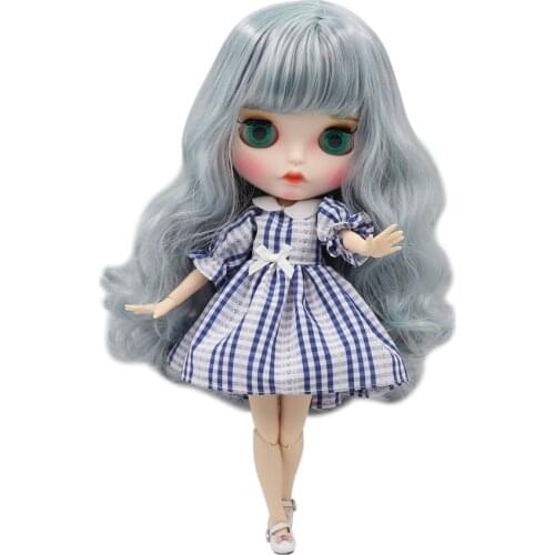 ICY DBS Blyth doll white skin joint body mixed color long curly hair and matte face BL40061049