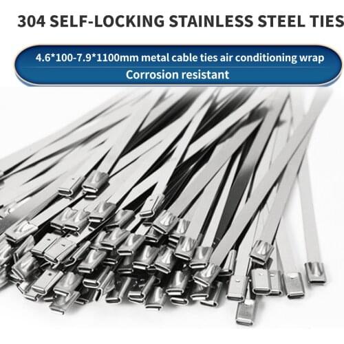 Stainless steel metal cable tie 10 pieces of cable tie ZIP wire management kit exhaust tropical induction pipe fasteners