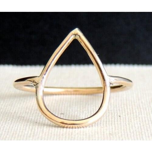 Fashion and lovely lady droplets contour ring Hollow water drop shape ring cartoon water drop line ring petal water drop