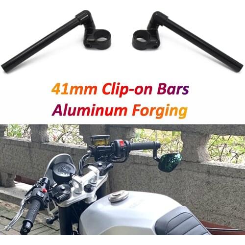 Motorcycle 41mm Clipon Handle Bars CNC Aluminum Alloy Forging Adjustable Steering Wheel for Triumph Cafe Racer Royal Enfield