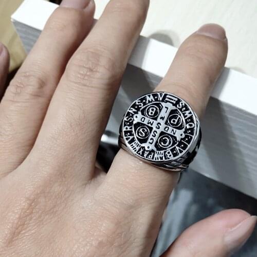 Male Jerusalem Cross Ring Stainless Steel Crusaders Religious Jesus Christ Medieval Knight Templar Military Middle Age for Men