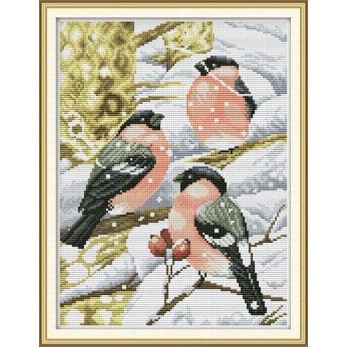 Joy Sunday Red Bellied Bird In The Snow Animal Style11&14CTDIY Cross Stitch Kit Handmade Embroidery For Gift And Home Decoration