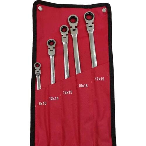 5pcs Flexi-Head Ratchet Spanner Set-Extra Aviation Wrench Long 72Tooth