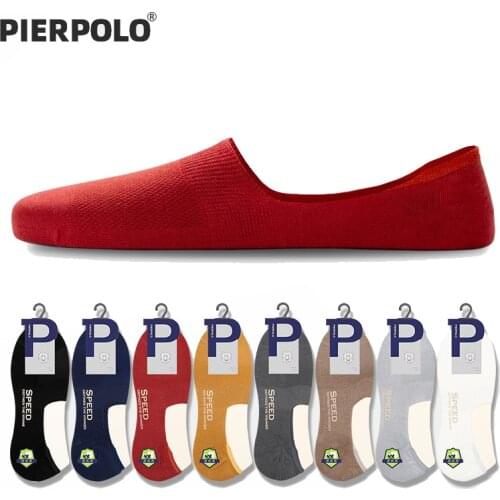 PIER POLO Summer Socks Men 5Pairs/Lot Combed Cotton Boat Socks Breathable Invisible Slippers Shallow Mouth Low Cut Socks