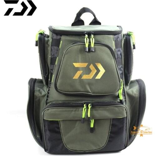 New Daiwa Fishing Bag Fishing Tackle Backpack Water Resistant Lightweight Tactical Bag with Rod Holder and Protective Rain Cover