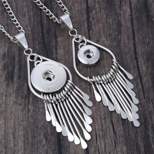 New Snap Jewelry Vintage Metal Snap Button Necklaces 18mm 12mm Snap Pendant Necklace For Women Girls DIY Button Jewelry ZG319