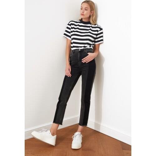 Trendyol With Color Block High Waist Slim Fit Jeans TWOAW21JE0017