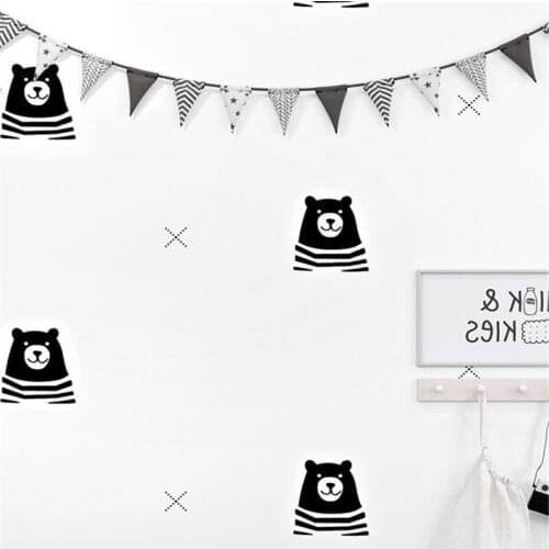 Wellyu Nordic style wallpaper ins bear child room boy boy bedroom background Korean Korean cartoon wallpaper