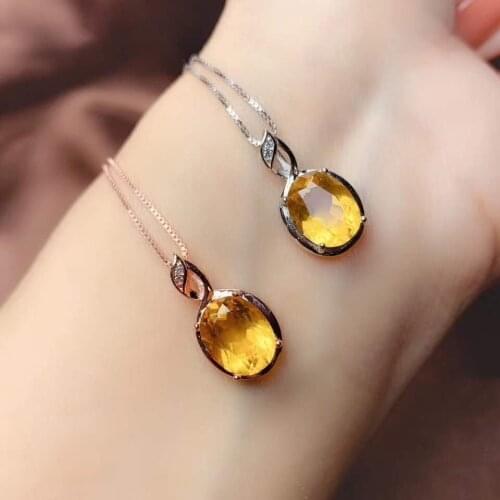 Natural Real Citrine necklace Natural real 925 sterling silver Citrine Pandant