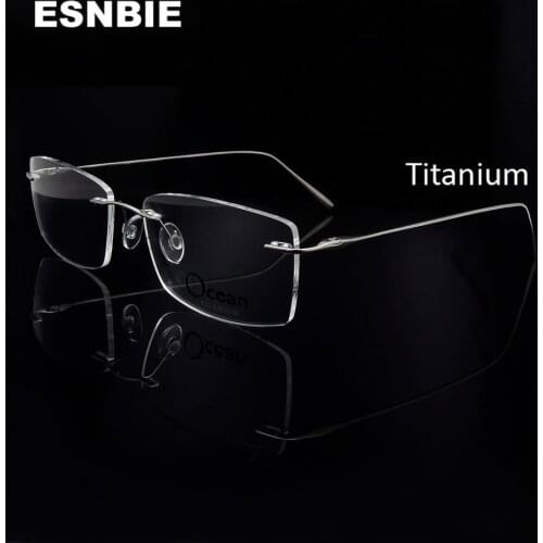 Titanium Rimless Rectangle Glasses Frame For Men Demo Lens Square Prescription Eyeglasses Man Frameless Myopia Optical Eyewear