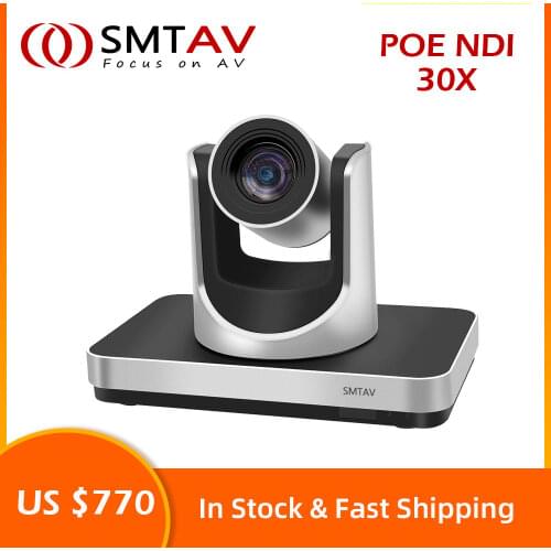 SMTAV NDI PTZ Camera,30x + 8x Zoom,Live Streaming Camera with HDMI,3G-SDI and IP Outputs,NDI HX 4.5,for Church,Business etc