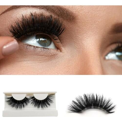 1 Pair 25MM 3D Faux Cils 100% Mink Hair False Eyelashes Dramtic Thick Wispies Fluffy Eyelashes Extension Makeup