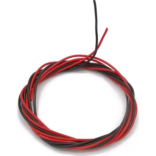 26AWG Silicone Wire Cable Heat-resistant Soft Silicone Wire Resistance Flexible Copper Cable 1Meter Red + 1Mete Black