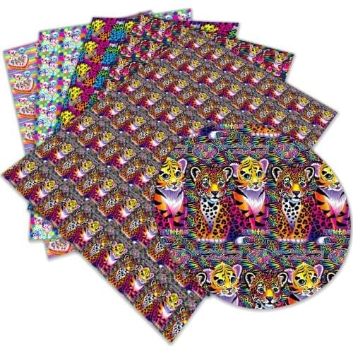 Tiger Pattern Printed Faux Leather Fabric for Hair Bow Bags Shoes Crafts 30X136cm