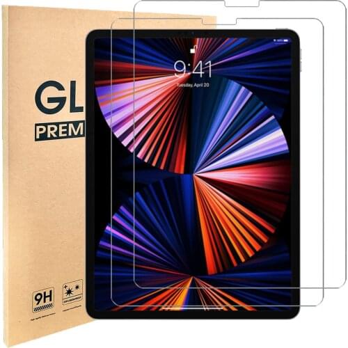 [2 Pack] For iPad Pro 12.9 inch 5th 4th 3rd 20212020 2018 Glass Screen Protector HD Toughness Box Pack High Sence Touch