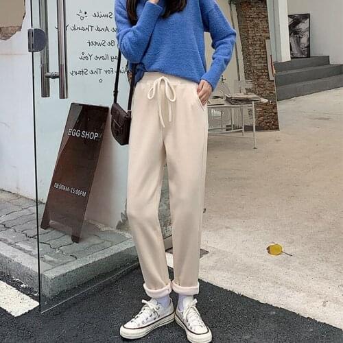 Corduroy Pants Women 2020 Autumn Winter Thick Pants Loose High Waist Harem Pants Womens Loose Plus Size Trousers Female