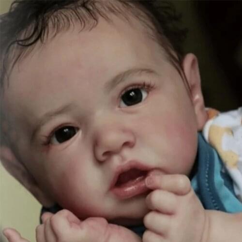 High Quality 22 Inch Realistic Handmade Reborn Baby Cute Pouting Baby Doll For Newborn Silicone Doll Lifelike As Christmas Gift