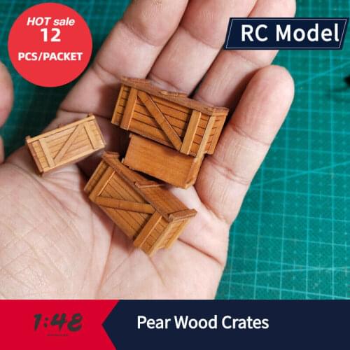 Pear wood Crates 1:48 Unassebly Model kit fitings - 12 PCS