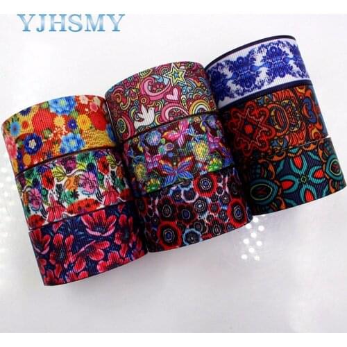 YJHSMY D-171208-439,10 yards, 25 mm Flowers Printed grosgrain ribbons,DIY handmade Hair accessories Material wedding gift wrap