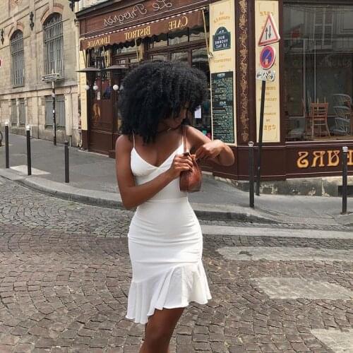 Women Pleated Elegant Ruffle Bodycon Dress Fairy Grunge Spaghetti Strap Backless Sexy V Neck Off Shoulder Short Mini Dresses