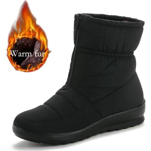 Winter Wedge Women Boots 2021 Fashion Warm Fur Solid Casual Snow Boots Female Platform Shoes Comfortable Ladies Ankel Boots