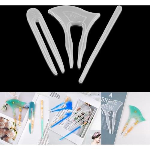 1Pcs Antiquity Style Hairpin Epoxy Resin Mould Crystal Headwear Silicone Mold for DIY Craft Jewelry Making Accessories Tools