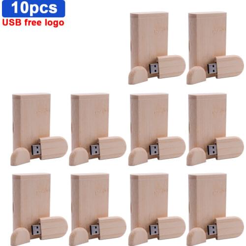 10pcs/lot USB 2.0 (free Custom LOGO) Wooden Usb with Box USB Flash Drive Pendrive 4GB 8GB 16GB 32GB 64GB Memory Stick for Gift