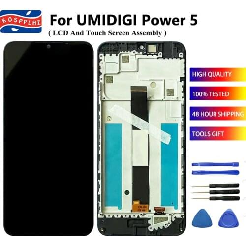 For UMIDIGI Power 5 LCD Display + Touch Screen Glass Panel Assembly + Frame Umidigi Power 5 Power5 Cell Phone Repair Panel+Glue