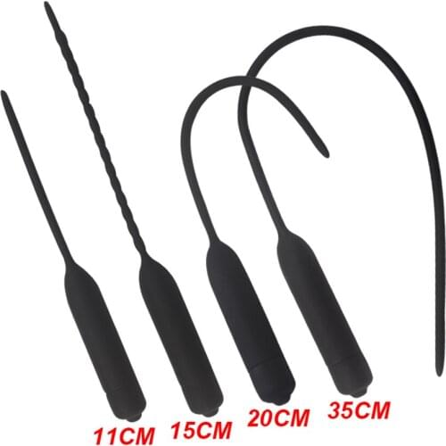 11/15/20/35cm Silicone Single Frequency Long Urethral Vibrator Penis Plug Catheter Dilator For Men Masturbator Dildo Massager