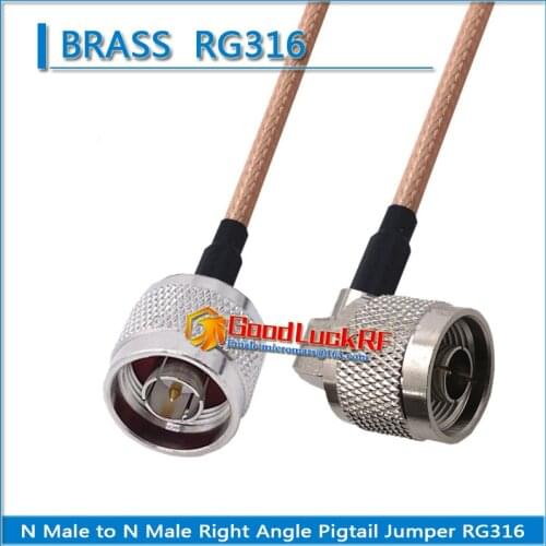 1X Pcs L16 N Male to N Male Right Angle 90 Degree plug Pigtail Jumper RG316 Extend cable copper RF Connector Coaxial Low Loss