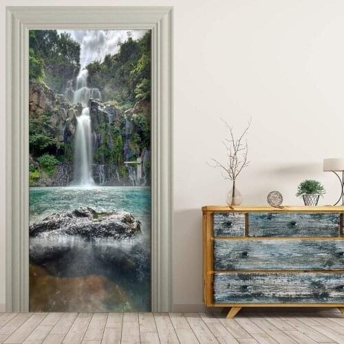 3D Customized Huge Waterfall Door Mural Wallpaper mural Wall Print Decal Wall Deco Wall Mural Photo self adhesive door wrap