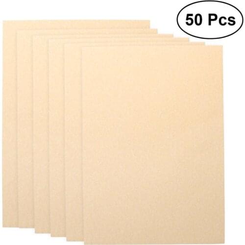 50Pcs A4 Paper Sheets Parchment Retro Paper for Certificate and Diploma 90g (Light Brown)